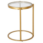 16" Round C-Shape Side Table – Brass / Blackened Bronze, Tempered Glass Top, Modern Style, Single