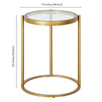 16" Round C-Shape Side Table – Brass / Blackened Bronze, Tempered Glass Top, Modern Style, Single