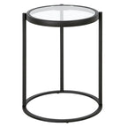 16" Round C-Shape Side Table – Brass / Blackened Bronze, Tempered Glass Top, Modern Style, Single