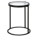 16" Round C-Shape Side Table – Brass / Blackened Bronze, Tempered Glass Top, Modern Style, Single