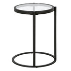 16" Round C-Shape Side Table – Brass / Blackened Bronze, Tempered Glass Top, Modern Style, Single