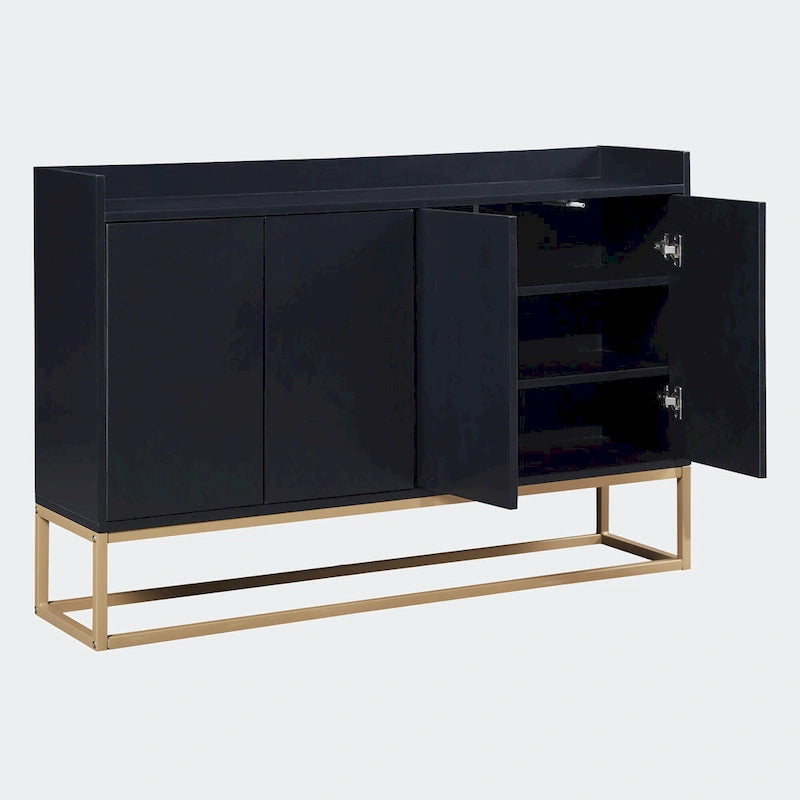Black / White / Navy Sideboard Cabinet with Gold Legs – Single-Person Assembly