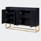 Black / White / Navy Sideboard Cabinet with Gold Legs – Single-Person Assembly