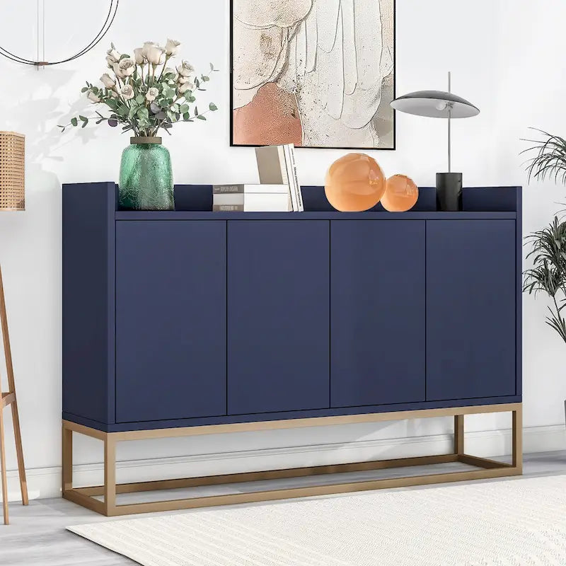 Black / White / Navy Sideboard Cabinet with Gold Legs – Single-Person Assembly