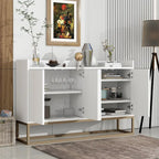 Black / White / Navy Sideboard Cabinet with Gold Legs – Single-Person Assembly
