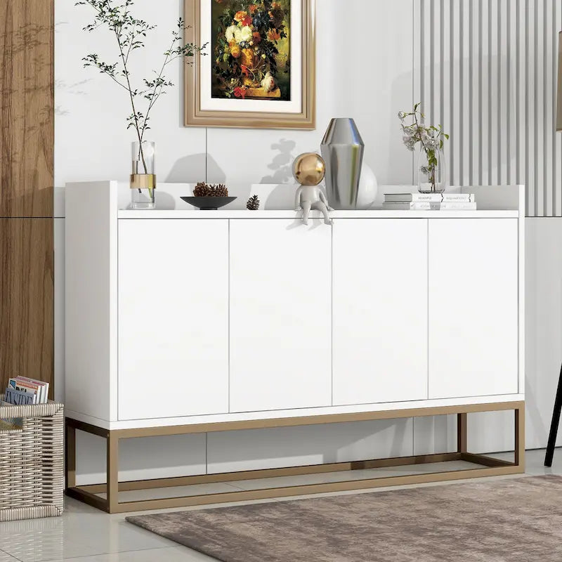 Black / White / Navy Sideboard Cabinet with Gold Legs – Single-Person Assembly