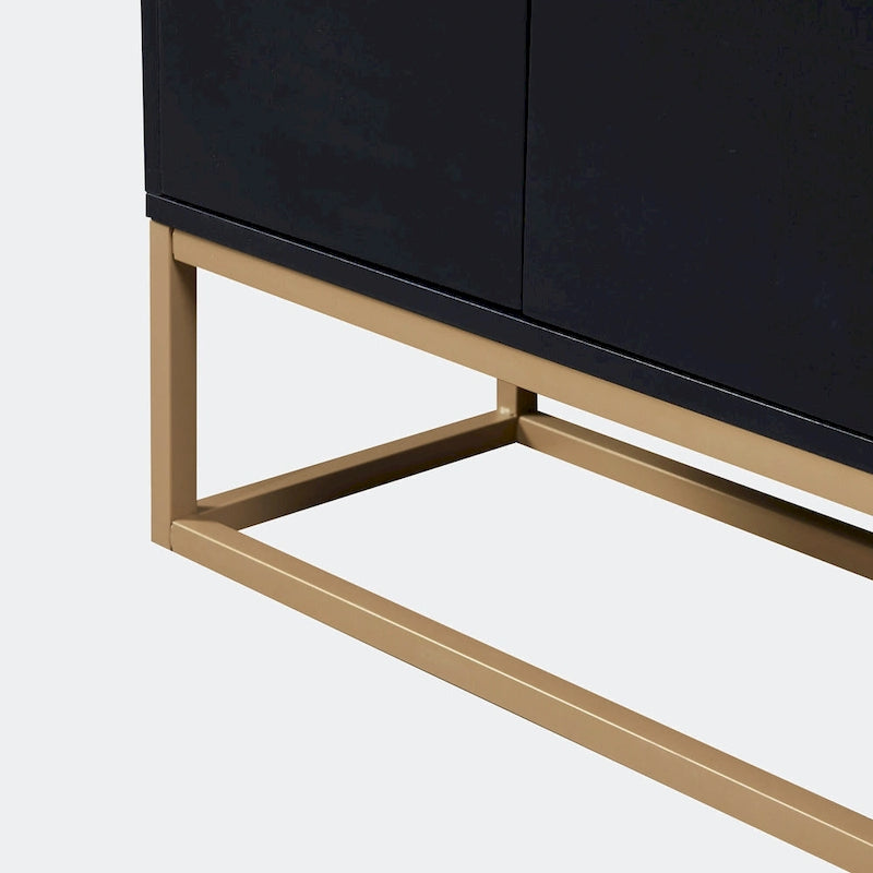 Black / White / Navy Sideboard Cabinet with Gold Legs – Single-Person Assembly