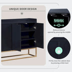 Black / White / Navy Sideboard Cabinet with Gold Legs – Single-Person Assembly
