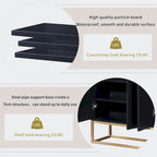 Black / White / Navy Sideboard Cabinet with Gold Legs – Single-Person Assembly