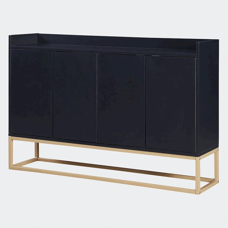 Black / White / Navy Sideboard Cabinet with Gold Legs – Single-Person Assembly