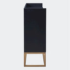 Black / White / Navy Sideboard Cabinet with Gold Legs – Single-Person Assembly