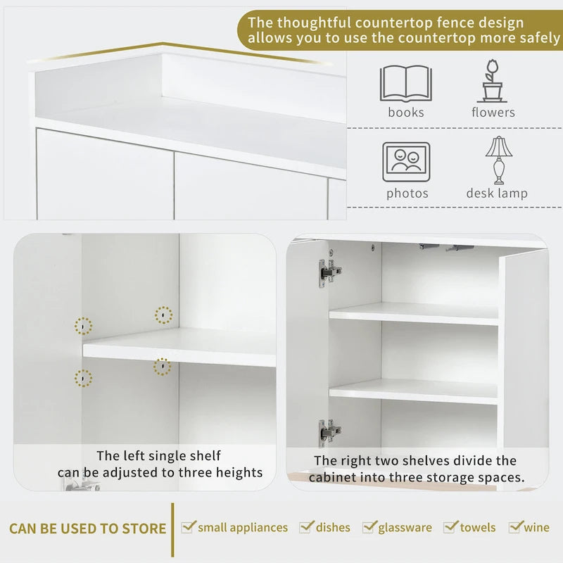 Black / White / Navy Sideboard Cabinet with Gold Legs – Single-Person Assembly