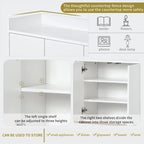 Black / White / Navy Sideboard Cabinet with Gold Legs – Single-Person Assembly