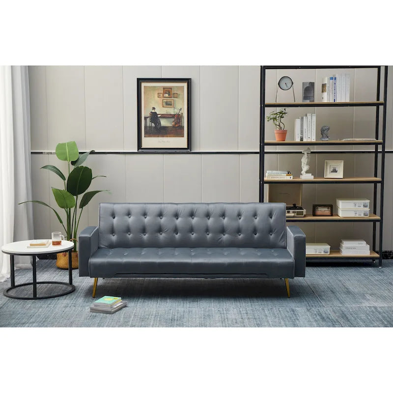 75" Tufted Velvet Convertible Sleeper Sofa – Dark Blue / Green / Army Green / Rose / Ginger / Dark Grey / Beige, Chrome Legs, Seats 2