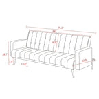 75" Tufted Velvet Convertible Sleeper Sofa – Dark Blue / Green / Army Green / Rose / Ginger / Dark Grey / Beige, Chrome Legs, Seats 2