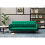75" Tufted Velvet Convertible Sleeper Sofa – Dark Blue / Green / Army Green / Rose / Ginger / Dark Grey / Beige, Chrome Legs, Seats 2