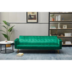 75" Tufted Velvet Convertible Sleeper Sofa – Dark Blue / Green / Army Green / Rose / Ginger / Dark Grey / Beige, Chrome Legs, Seats 2