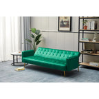 75" Tufted Velvet Convertible Sleeper Sofa – Dark Blue / Green / Army Green / Rose / Ginger / Dark Grey / Beige, Chrome Legs, Seats 2