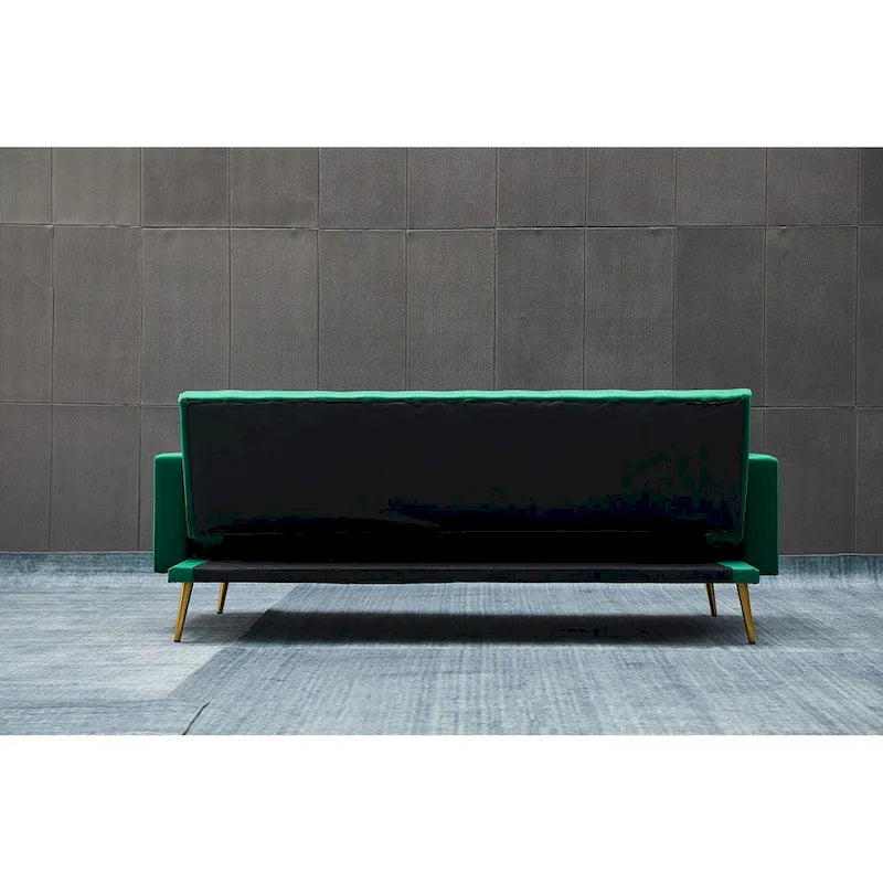 75" Tufted Velvet Convertible Sleeper Sofa – Dark Blue / Green / Army Green / Rose / Ginger / Dark Grey / Beige, Chrome Legs, Seats 2