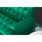 75" Tufted Velvet Convertible Sleeper Sofa – Dark Blue / Green / Army Green / Rose / Ginger / Dark Grey / Beige, Chrome Legs, Seats 2