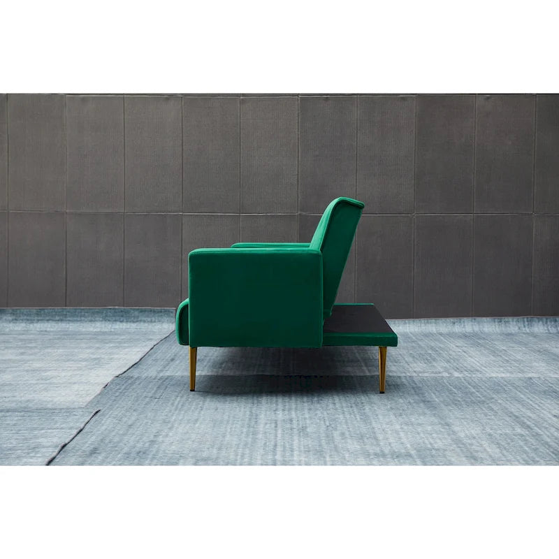 75" Tufted Velvet Convertible Sleeper Sofa – Dark Blue / Green / Army Green / Rose / Ginger / Dark Grey / Beige, Chrome Legs, Seats 2