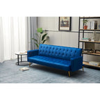 75" Tufted Velvet Convertible Sleeper Sofa – Dark Blue / Green / Army Green / Rose / Ginger / Dark Grey / Beige, Chrome Legs, Seats 2