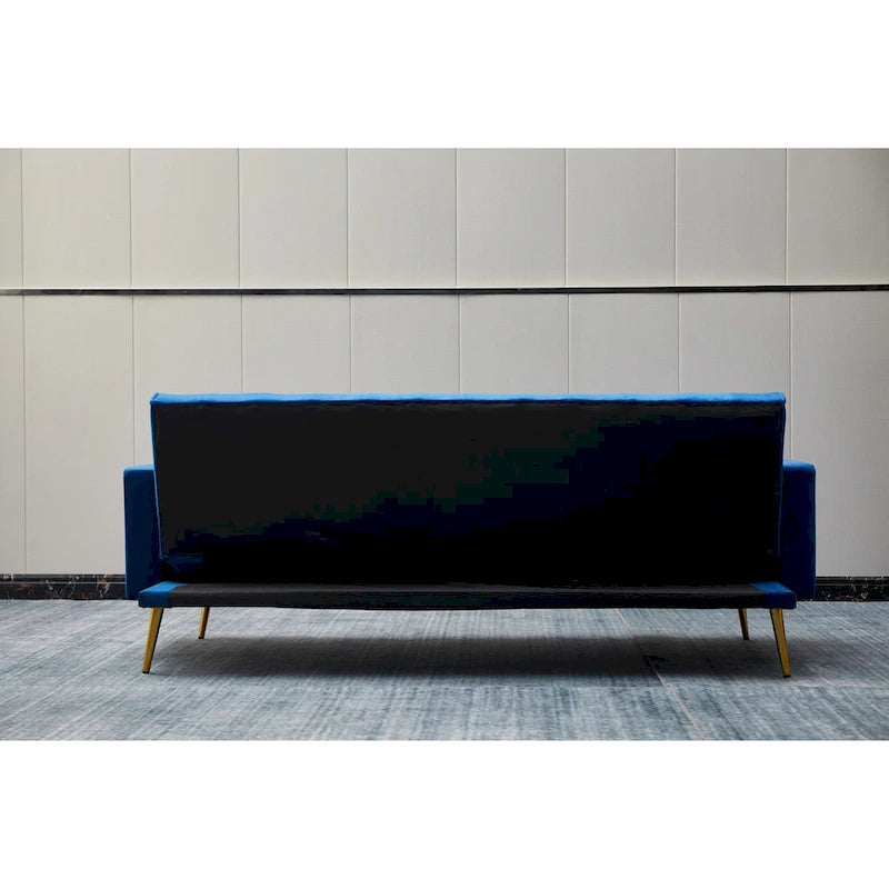 75" Tufted Velvet Convertible Sleeper Sofa – Dark Blue / Green / Army Green / Rose / Ginger / Dark Grey / Beige, Chrome Legs, Seats 2