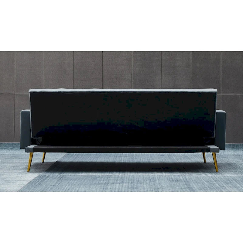75" Tufted Velvet Convertible Sleeper Sofa – Dark Blue / Green / Army Green / Rose / Ginger / Dark Grey / Beige, Chrome Legs, Seats 2