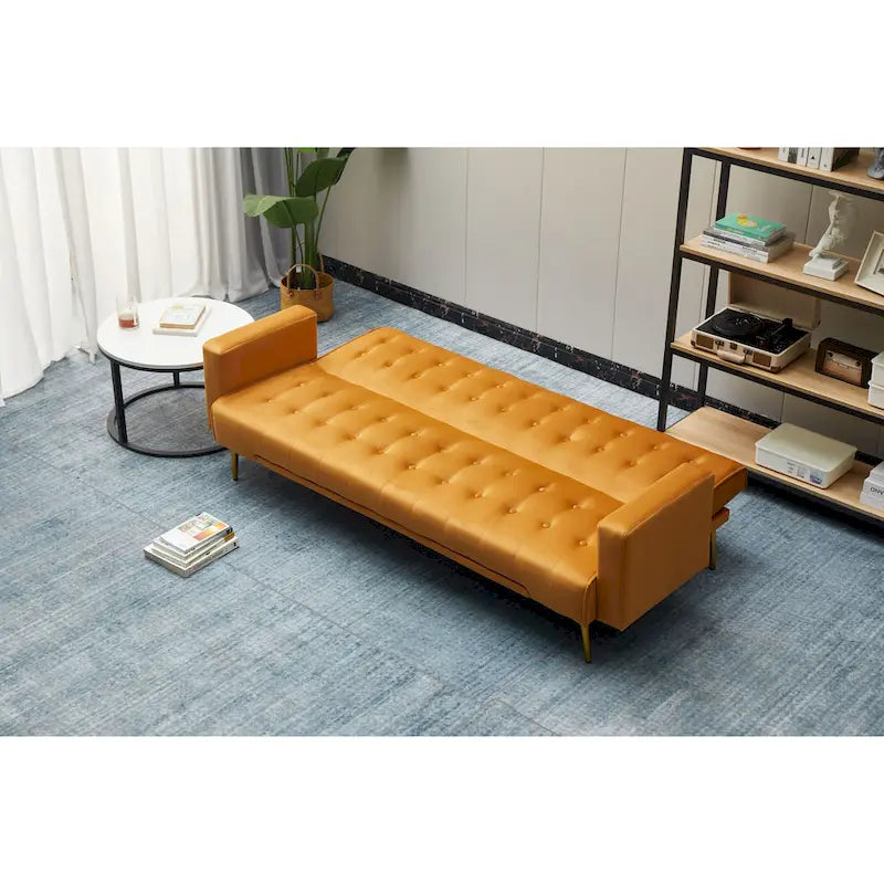 75" Tufted Velvet Convertible Sleeper Sofa – Dark Blue / Green / Army Green / Rose / Ginger / Dark Grey / Beige, Chrome Legs, Seats 2
