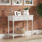 Console Table with 2 Drawers & Bottom Shelf – Blue / White / Walnut / Black / Dark Walnut, Solid Rubberwood, Single