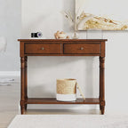 Console Table with 2 Drawers & Bottom Shelf – Blue / White / Walnut / Black / Dark Walnut, Solid Rubberwood, Single