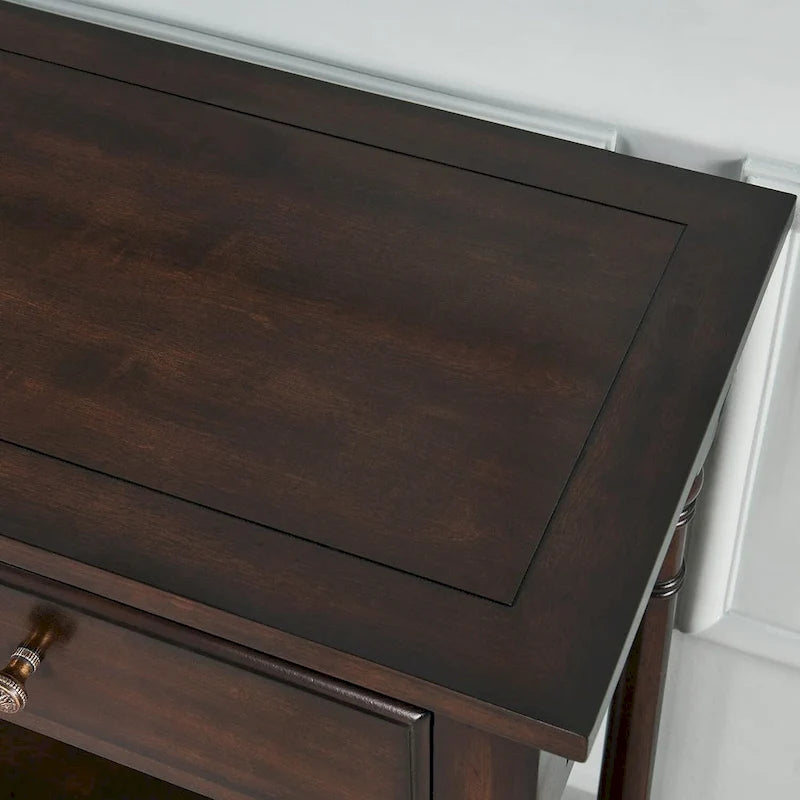 Console Table with 2 Drawers & Bottom Shelf – Blue / White / Walnut / Black / Dark Walnut, Solid Rubberwood, Single