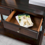 Console Table with 2 Drawers & Bottom Shelf – Blue / White / Walnut / Black / Dark Walnut, Solid Rubberwood, Single