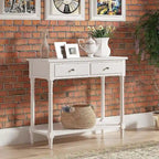 Console Table with 2 Drawers & Bottom Shelf – Blue / White / Walnut / Black / Dark Walnut, Solid Rubberwood, Single