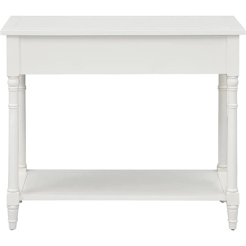 Console Table with 2 Drawers & Bottom Shelf – Blue / White / Walnut / Black / Dark Walnut, Solid Rubberwood, Single