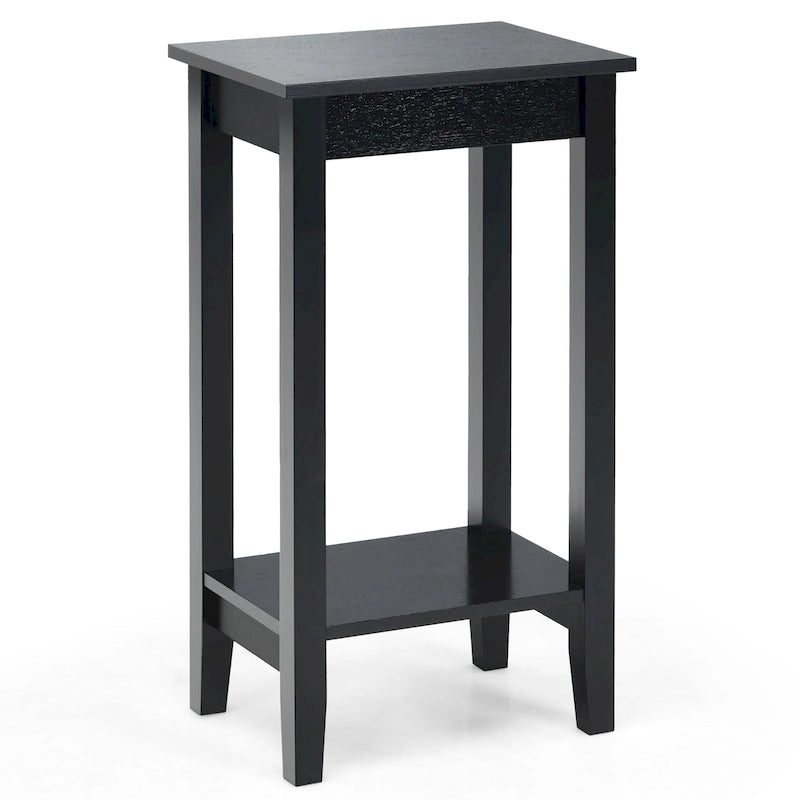 2-Tier End Table – White / Black, Wood & MDF, Modern Style, Single