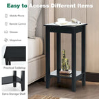 2-Tier End Table – White / Black, Wood & MDF, Modern Style, Single