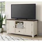 60" Solid Pine TV Stand – White & Grey / Natural / White / Black & Brown / Cream White & Brown, Farmhouse Rustic, Single