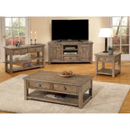 60" Solid Pine TV Stand – White & Grey / Natural / White / Black & Brown / Cream White & Brown, Farmhouse Rustic, Single