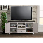 60" Solid Pine TV Stand – White & Grey / Natural / White / Black & Brown / Cream White & Brown, Farmhouse Rustic, Single