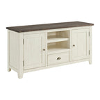 60" Solid Pine TV Stand – White & Grey / Natural / White / Black & Brown / Cream White & Brown, Farmhouse Rustic, Single