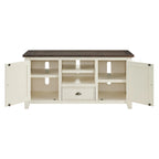 60" Solid Pine TV Stand – White & Grey / Natural / White / Black & Brown / Cream White & Brown, Farmhouse Rustic, Single