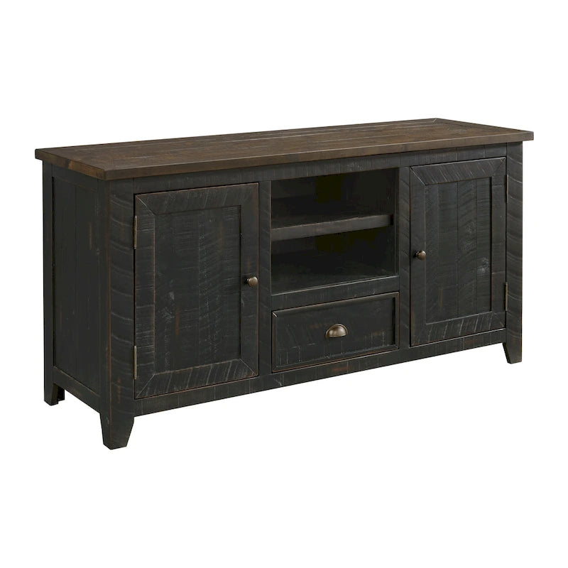 60" Solid Pine TV Stand – White & Grey / Natural / White / Black & Brown / Cream White & Brown, Farmhouse Rustic, Single