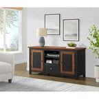60" Solid Pine TV Stand – White & Grey / Natural / White / Black & Brown / Cream White & Brown, Farmhouse Rustic, Single
