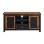 60" Solid Pine TV Stand – White & Grey / Natural / White / Black & Brown / Cream White & Brown, Farmhouse Rustic, Single