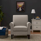Transitional Upholstered Arm Chair – Taupe-Grey / Caribbean Blue / Charcoal Grey, Nail Head Trim, Single