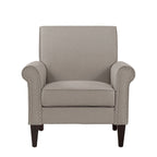 Transitional Upholstered Arm Chair – Taupe-Grey / Caribbean Blue / Charcoal Grey, Nail Head Trim, Single