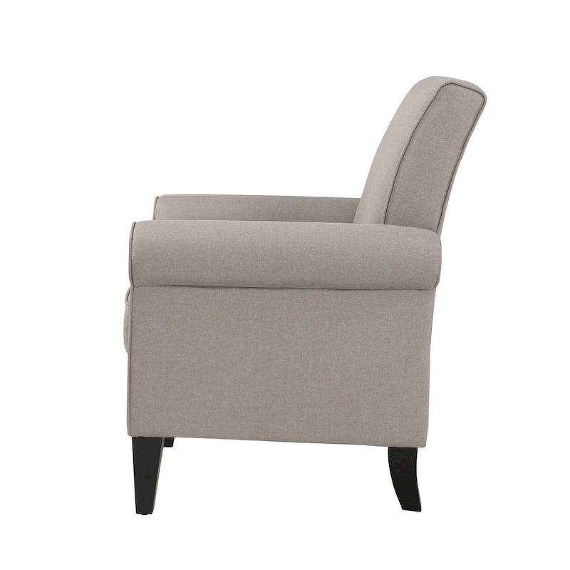 Transitional Upholstered Arm Chair – Taupe-Grey / Caribbean Blue / Charcoal Grey, Nail Head Trim, Single