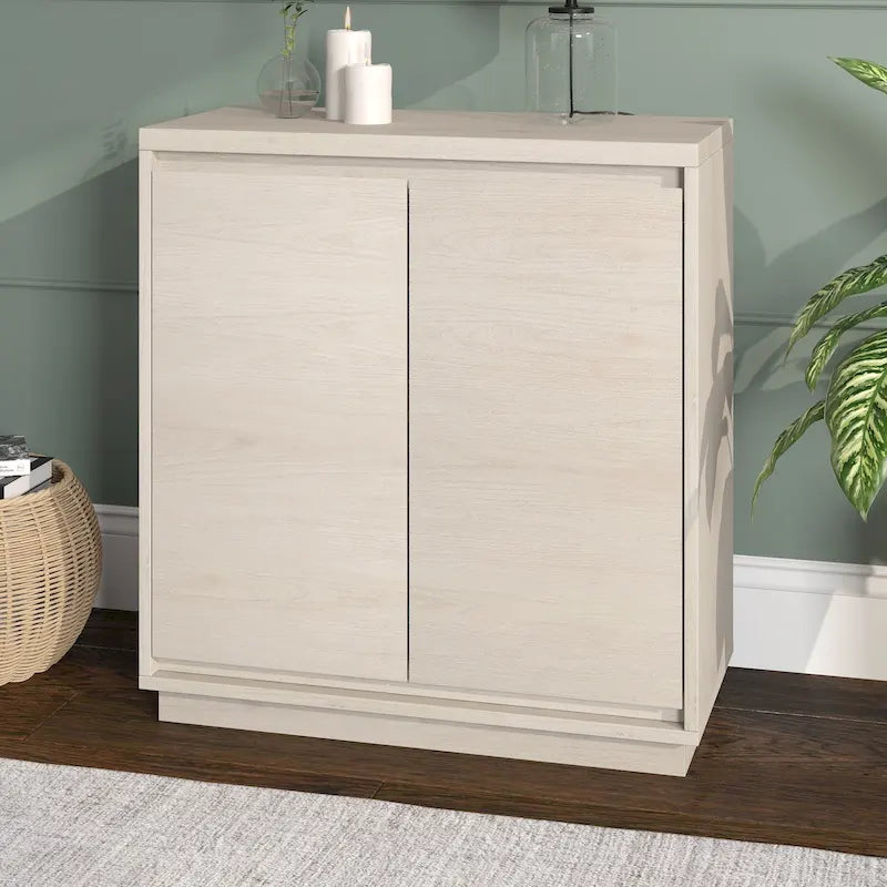 30" Rectangular Accent Cabinet with 2 Doors – Antiqued Gray Oak / Black Grain / White / Alder White, Single-Person Assembly