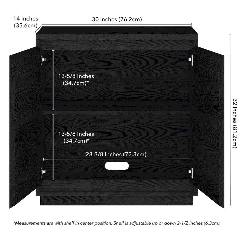 30" Rectangular Accent Cabinet with 2 Doors – Antiqued Gray Oak / Black Grain / White / Alder White, Single-Person Assembly
